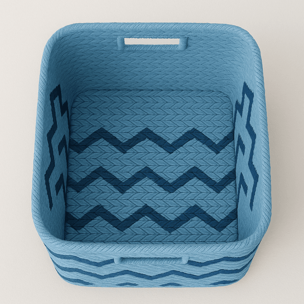 Handmade Raffia Baskets – Blue - Image 1