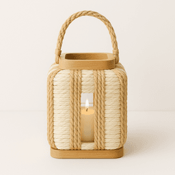 Raffia Candle Holder – Natural Handwoven Home Accent in Square thumbnail 1