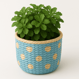 Handwoven Raffia Plant Pots – Natural & Sustainable Planters in Light Blue thumbnail 1