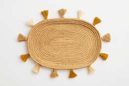 Raffia Serving Trays – Handmade Rustic Tableware in Beige thumbnail 1