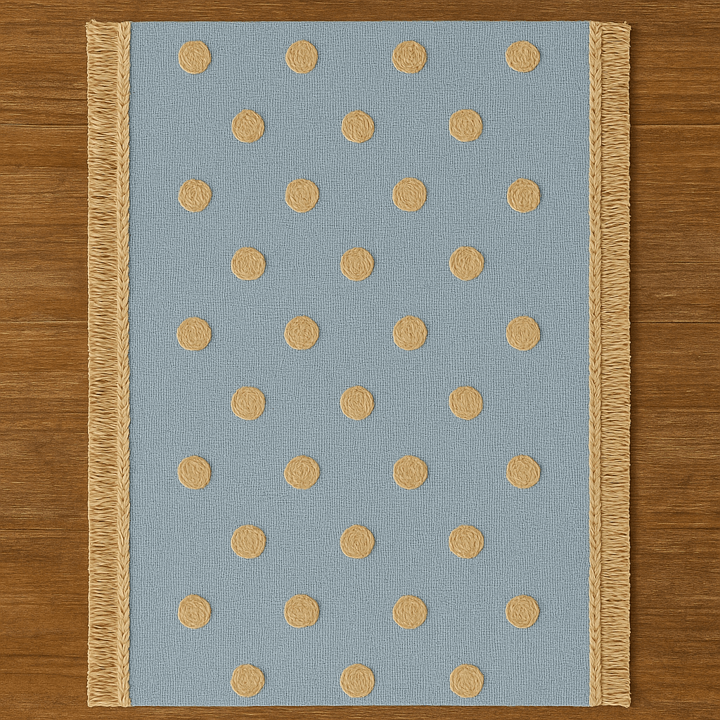 Raffia Table Runners – Handmade Natural Dining Decor in Light Blue - Image 1