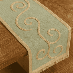 Raffia Table Runners – Handmade Natural Dining Decor in Light Green thumbnail 1